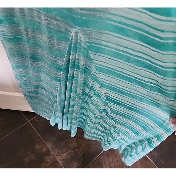 2b bebe Sundress XL Maxi Auqua Sleeveless Lined Stripes  Turquoise - Picture 8 of 9